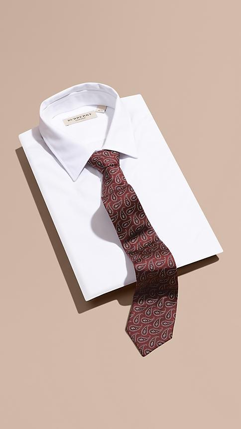 Burberry Modern Cut Paisley Print Silk Tie