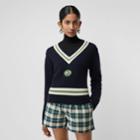 Burberry Burberry Embroidered Crest Wool Cashmere Sweater, Size: Xxs, Blue