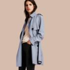 Burberry Burberry Lightweight Slub Silk Wrap Trench Coat, Size: 14, Blue
