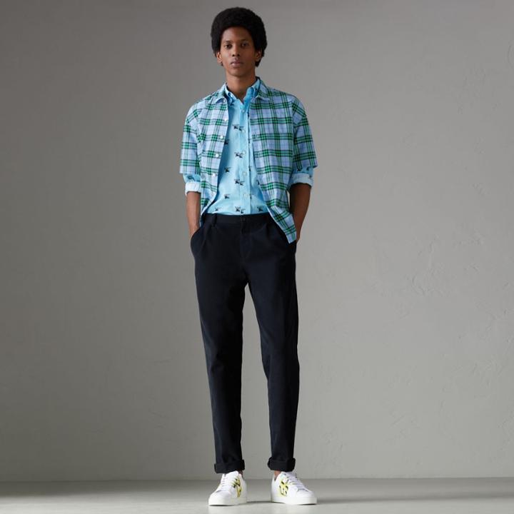 Burberry Burberry Short-sleeve Check Cotton Shirt, Blue