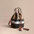 Burberry Burberry Small Canvas Check And Leather Bucket Bag, Brown