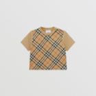 Burberry Burberry Childrens Vintage Check Panel Cotton T-shirt, Size: 2y
