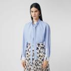 Burberry Burberry Cotton Oxford Oversized Tie-neck Shirt, Size: 12, Blue