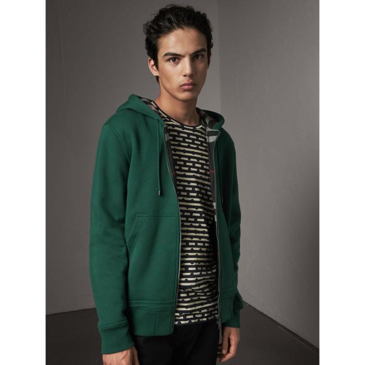 Burberry Burberry Check Detail Jersey Hooded Top, Size: Xxl
