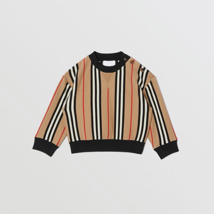 Burberry Burberry Childrens Icon Stripe Cotton Sweatshirt, Size: 12m, Beige