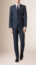 Burberry Burberry Modern Fit Subtle Check Virgin Wool Half-canvas Suit, Size: 48s, Blue