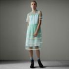 Burberry Burberry English Lace Trim Pleated Tulle Dress, Size: 06, Green