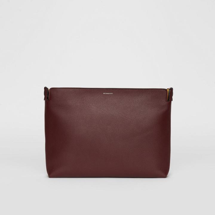 Burberry Burberry The Large Tri-tone Leather Clutch, Red