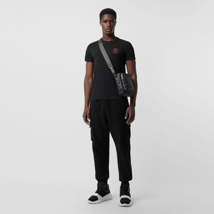 Burberry Burberry Embroidered Logo Cotton T-shirt, Black