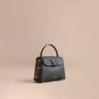 Burberry Burberry Small Grainy Leather And House Check Tote Bag, Black