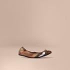 Burberry Burberry Buckle Detail House Check Ballerinas, Size: 38.5, Brown