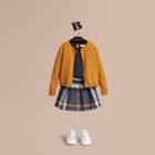 Burberry Burberry Check Cuff Cotton Knit Cardigan, Size: 6y, Yellow