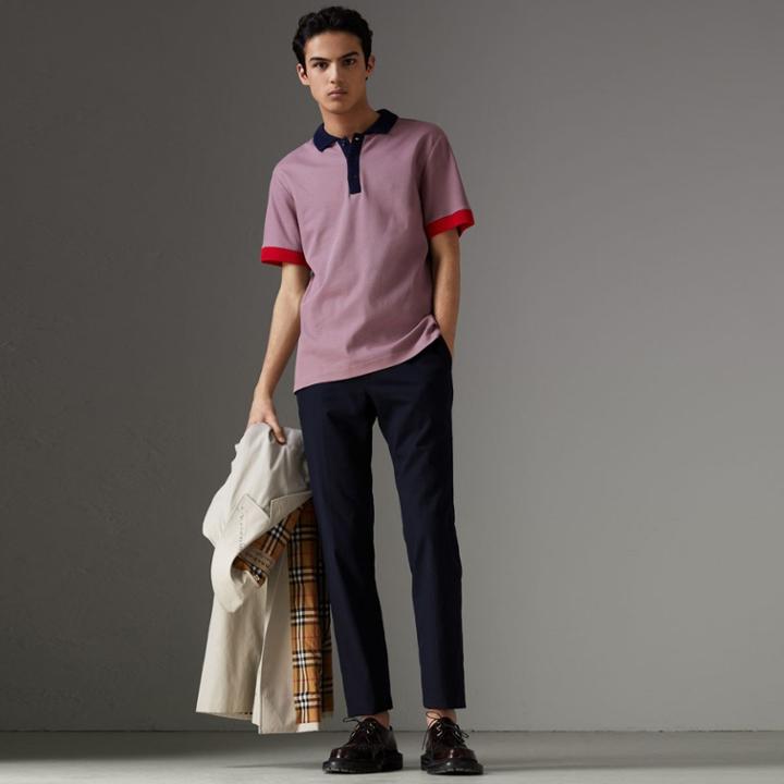 Burberry Burberry Two-tone Stripe Knitted Detail Cotton Polo Shirt, Size: M