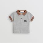 Burberry Burberry Childrens Icon Stripe Detail Cotton Polo Shirt, Size: 6m, Grey