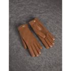 Burberry Burberry Check Embroidered Lambskin Gloves, Size: 7, Beige