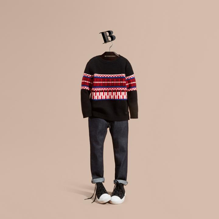 Burberry Burberry Fair Isle Wool Cashmere Sweater, Size: 6y, Red
