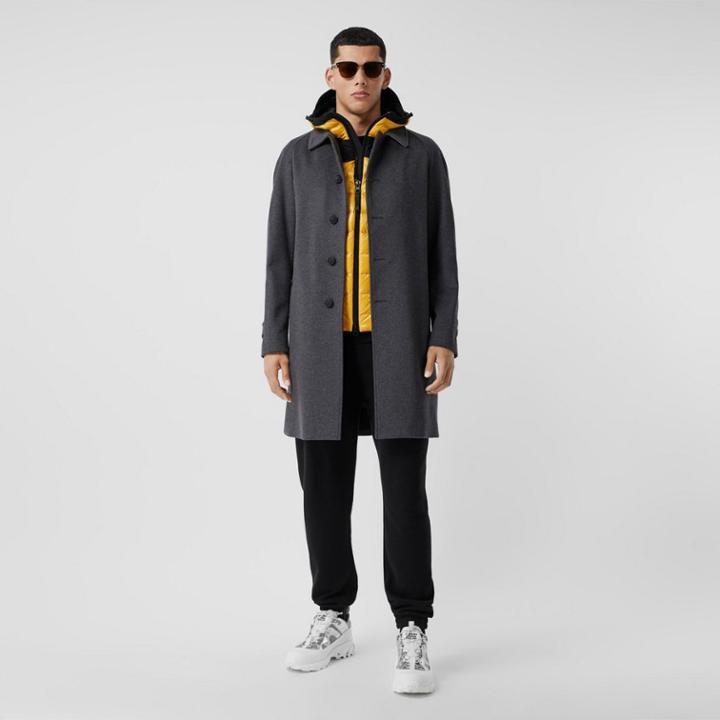 Burberry Burberry Button Detail Wool Cashmere Car Coat, Size: 48, Grey