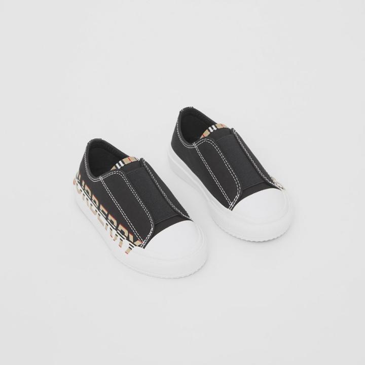 Burberry Burberry Childrens Logo Print Cotton Gabardine Sneakers, Size: 8