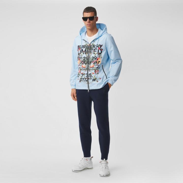 Burberry Burberry Montage Print Econyl Hooded Jacket, Blue