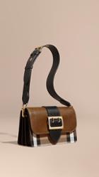 Burberry The Medium Buckle Bag In House Check And Textured Leather