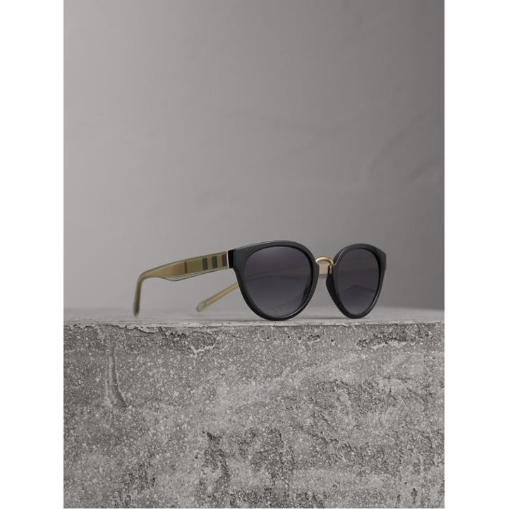 Burberry Burberry Check Detail Cat-eye Frame Sunglasses, Black