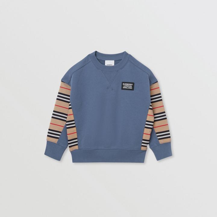 Burberry Burberry Childrens Icon Stripe Panel Cotton Sweatshirt, Size: 12y, Blue