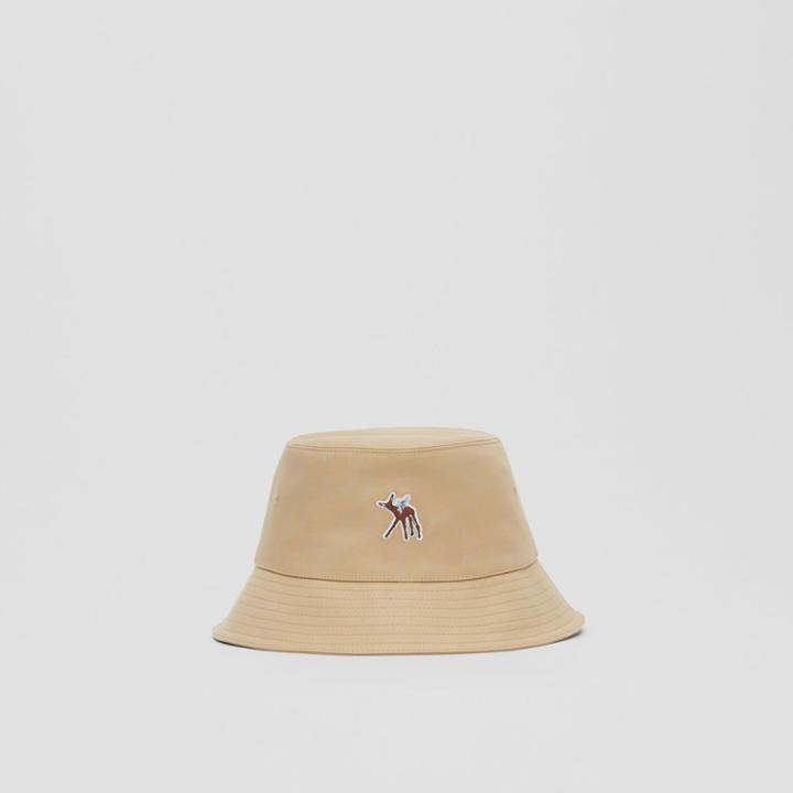 Burberry Burberry Deer Motif Cotton Bucket Hat, Size: S, Yellow