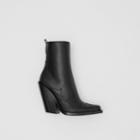 Burberry Burberry Star Detail Leather Block-heel Ankle Boots, Size: 37, Black