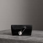 Burberry Burberry The Small Pin Clutch In Velvet, Black