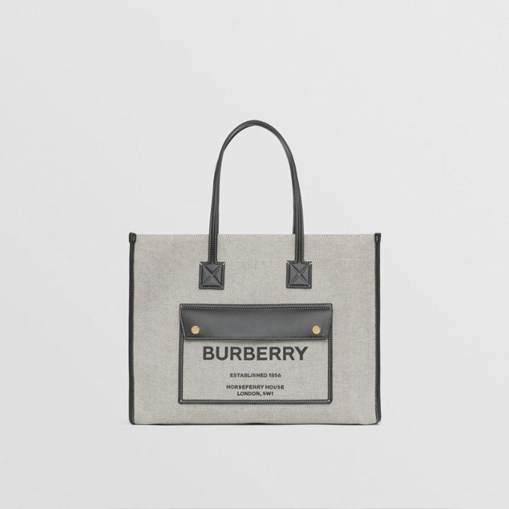 Burberry Burberry Medium Two-tone Canvas And Leather Freya Tote