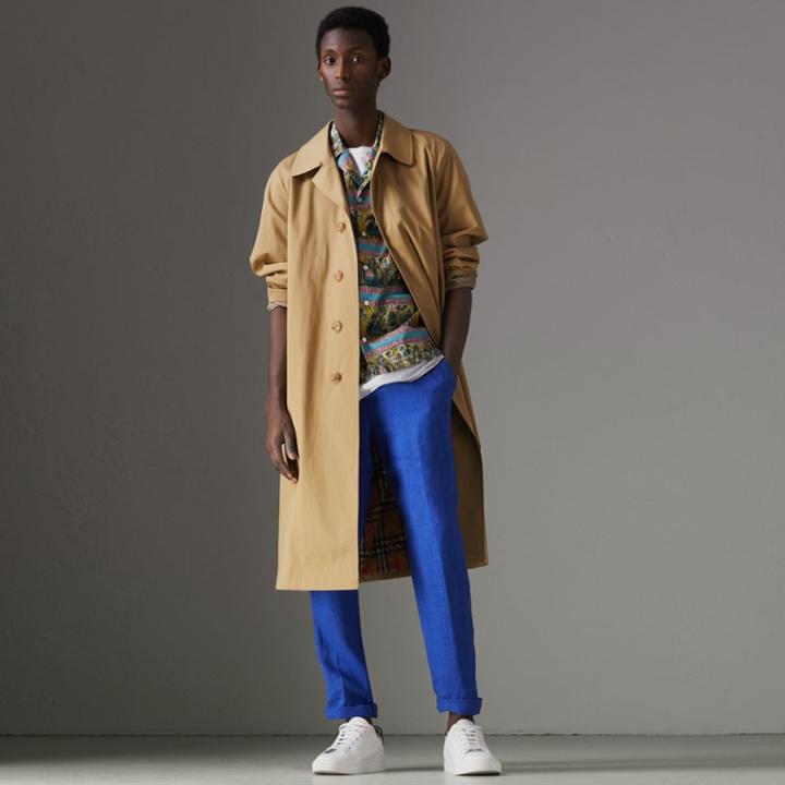 Burberry Burberry Soho Fit Linen Trousers, Size: 34, Blue