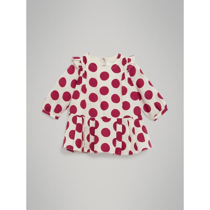 Burberry Burberry Polka Dot Print Silk Crepe Dress, Size: 12m, Red