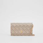 Burberry Burberry Monogram Print Leather Wallet With Detachable Strap, Beige