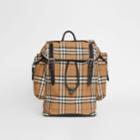 Burberry Burberry Vintage Check And Leather Backpack, Yellow
