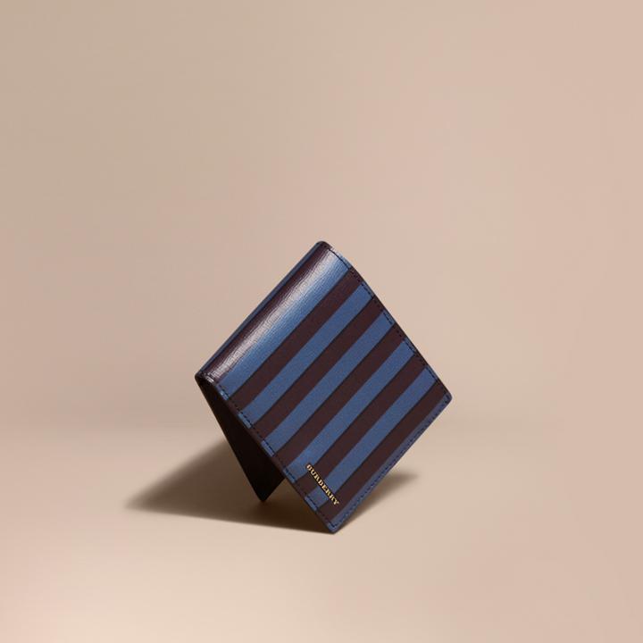 Burberry Burberry Pyjama Stripe London Leather Folding Wallet, Blue