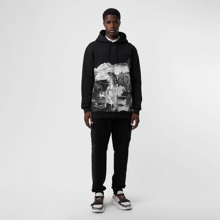 Burberry Burberry Dreamscape Print Cotton Blend Hoodie, Black