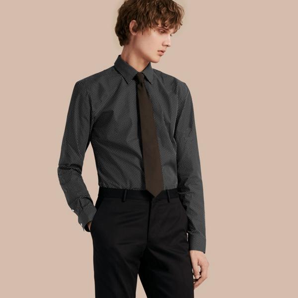Burberry Slim Fit Polka Dot Cotton Shirt