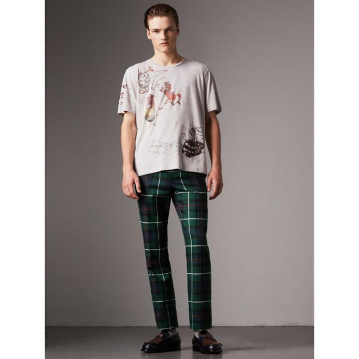 Burberry Burberry Sketch Print Cotton T-shirt, Size: L