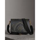 Burberry Burberry The Square Satchel In Riveted Leather, Black