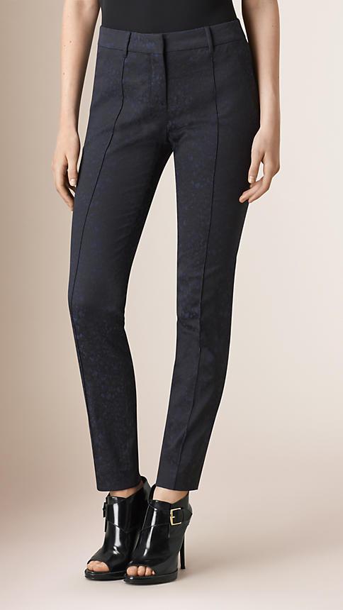 Burberry Skinny Fit Jacquard Cotton Blend Trousers