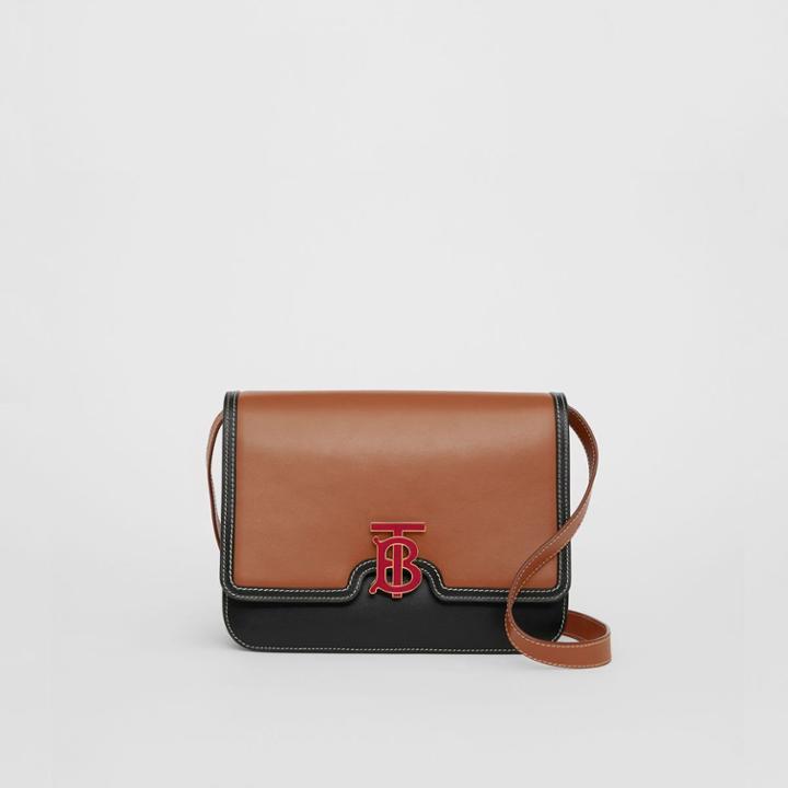 Burberry Burberry Medium Two-tone Leather Tb Bag, Brown