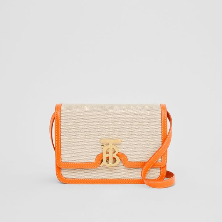 Burberry Burberry Small Two-tone Canvas And Leather Tb Bag, Orange