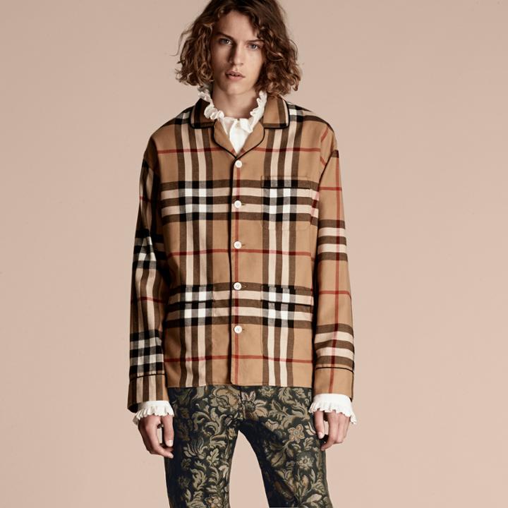 Burberry Burberry Check Cotton Flannel Pyjama-style Shirt, Brown