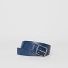 Burberry Burberry Perforated Check Leather Belt, Size: 100, Blue