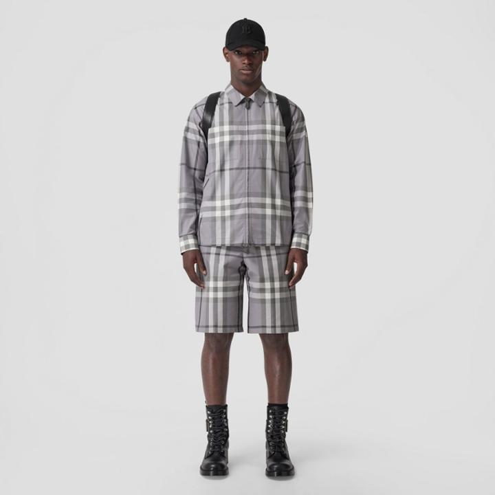 Burberry Burberry Check Cotton Zip-front Shirt, Size: M