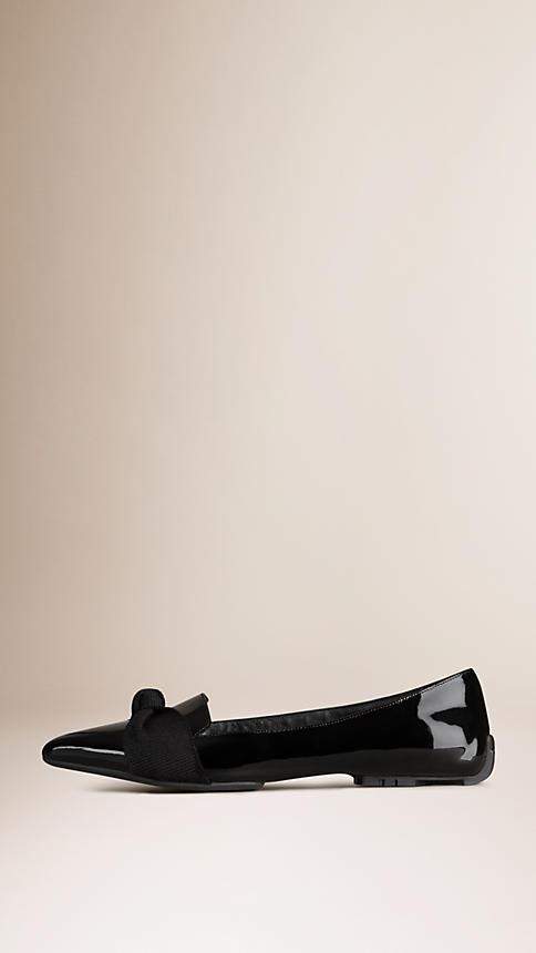 Burberry Patent Leather Loafers With Grosgrain Bow