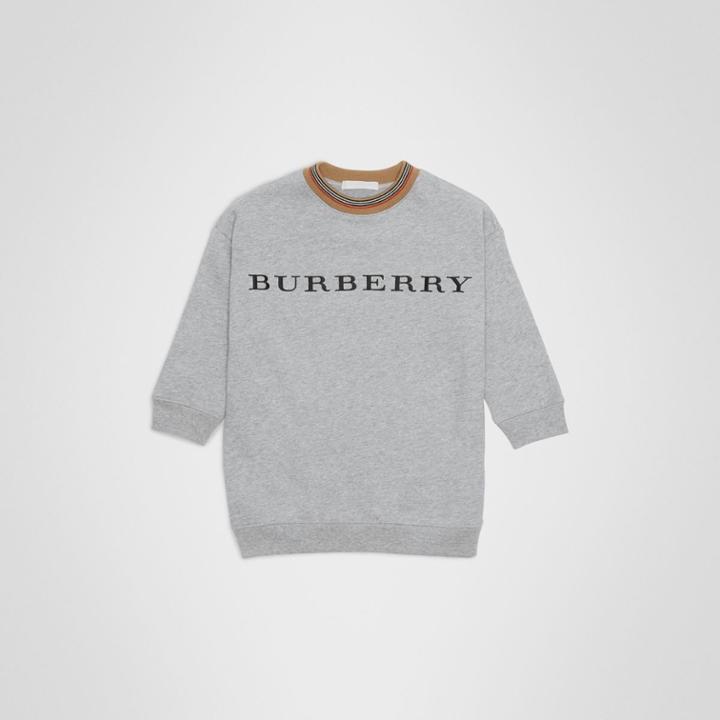 Burberry Burberry Childrens Embroidered Logo Cotton Dress, Size: 4y, Grey