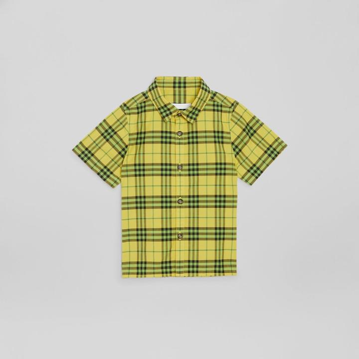 Burberry Burberry Childrens Short-sleeve Check Cotton Shirt, Size: 14y, Yellow
