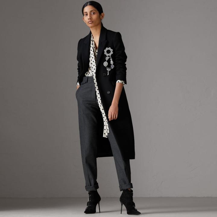 Burberry Burberry Wool Twill Trousers, Size: 02