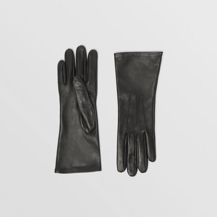 Burberry Burberry Silk-lined Lambskin Gloves, Size: 7, Black